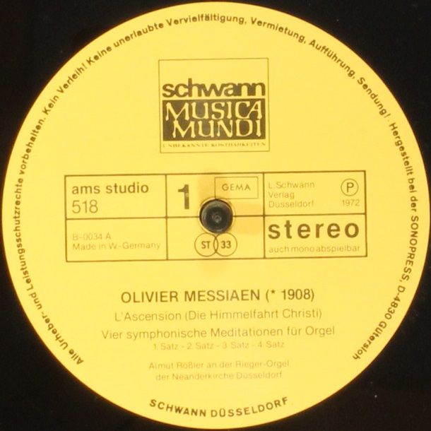 Schwann AMS Studio 518 - Olivier Messiaen, Almut Rößler - Die Hi - Image 3
