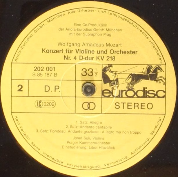 Eurodisc 202 001-250 - Wolfgang Amadeus Mozart, Josef Suk - Die - Image 4
