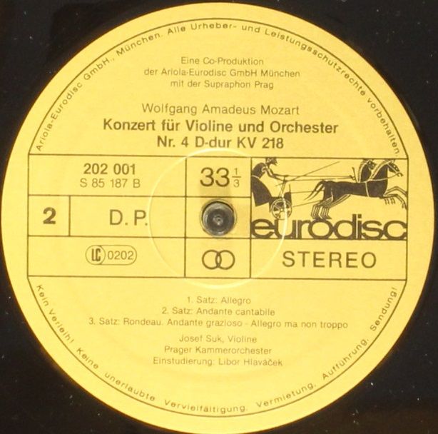 Eurodisc 202 001-250 - Wolfgang Amadeus Mozart, Josef Suk - Die - Image 4