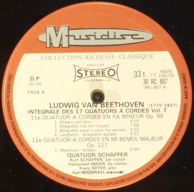 Musidisc 30 RC 657 - Ludwig van Beethoven, Quatuor Schäffer - In - Image 4