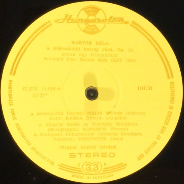 Hungaroton LPX 11486 - Béla Bartók, Katalin Kasza, Melis György, - Image 4
