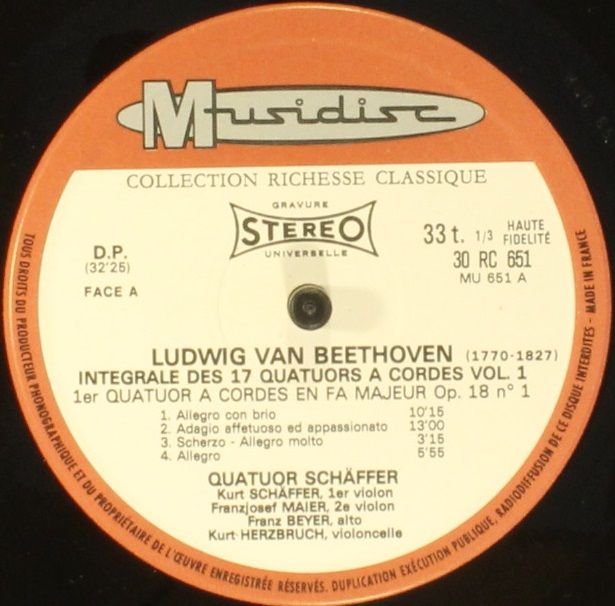 Musidisc 30 RC 651 - Ludwig van Beethoven, Quatuor Schäffer - In - Image 3