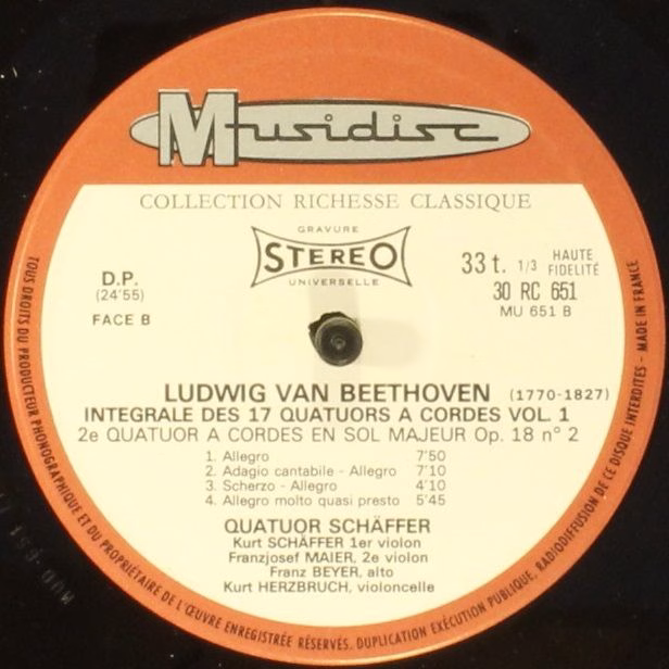 Musidisc 30 RC 651 - Ludwig van Beethoven, Quatuor Schäffer - In - Image 4