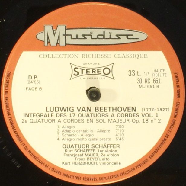 Musidisc 30 RC 651 - Ludwig van Beethoven, Quatuor Schäffer - In - Image 4
