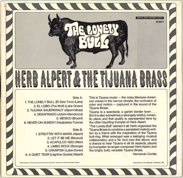 A&M Records 212 017 - Herb Alpert & The Tijuana Brass - The Lone - Image 2