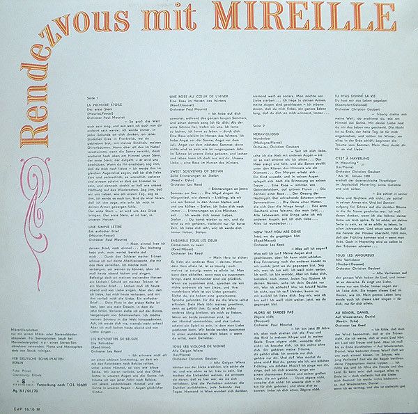 Amiga 8 55 203 - Mireille Mathieu - Rendezvous Mit Mireille - Image 2