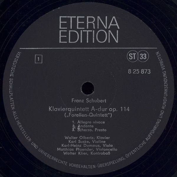 Eterna 8 25 873 - Franz Schubert, Walter Olbertz, Karl Suske, Ka - Image 3
