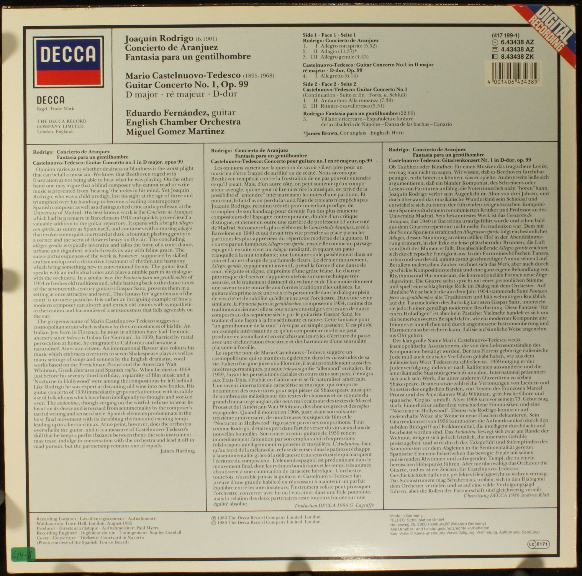 DECCA 6.43438 AZ - Joaquín Rodrigo, Mario Castelnuovo-Tedesco, E - Image 2