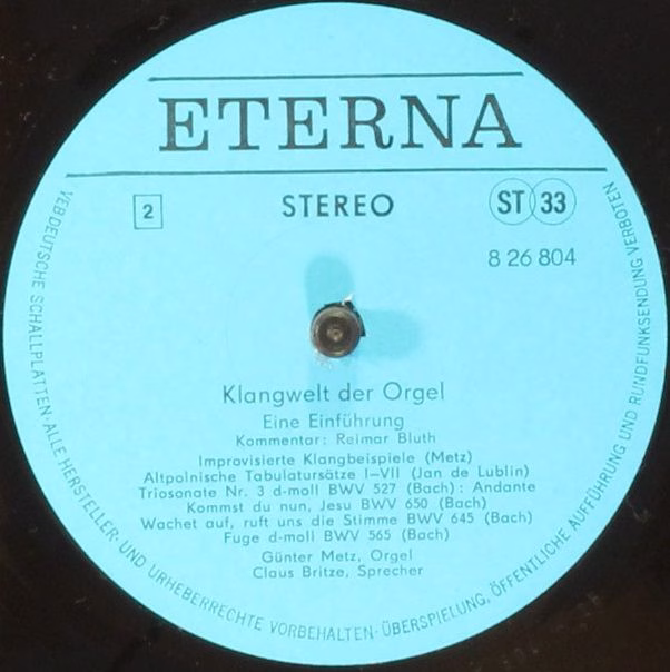 Eterna 8 26 804 - Günter Metz - Klangwelt Der Orgel - Image 6