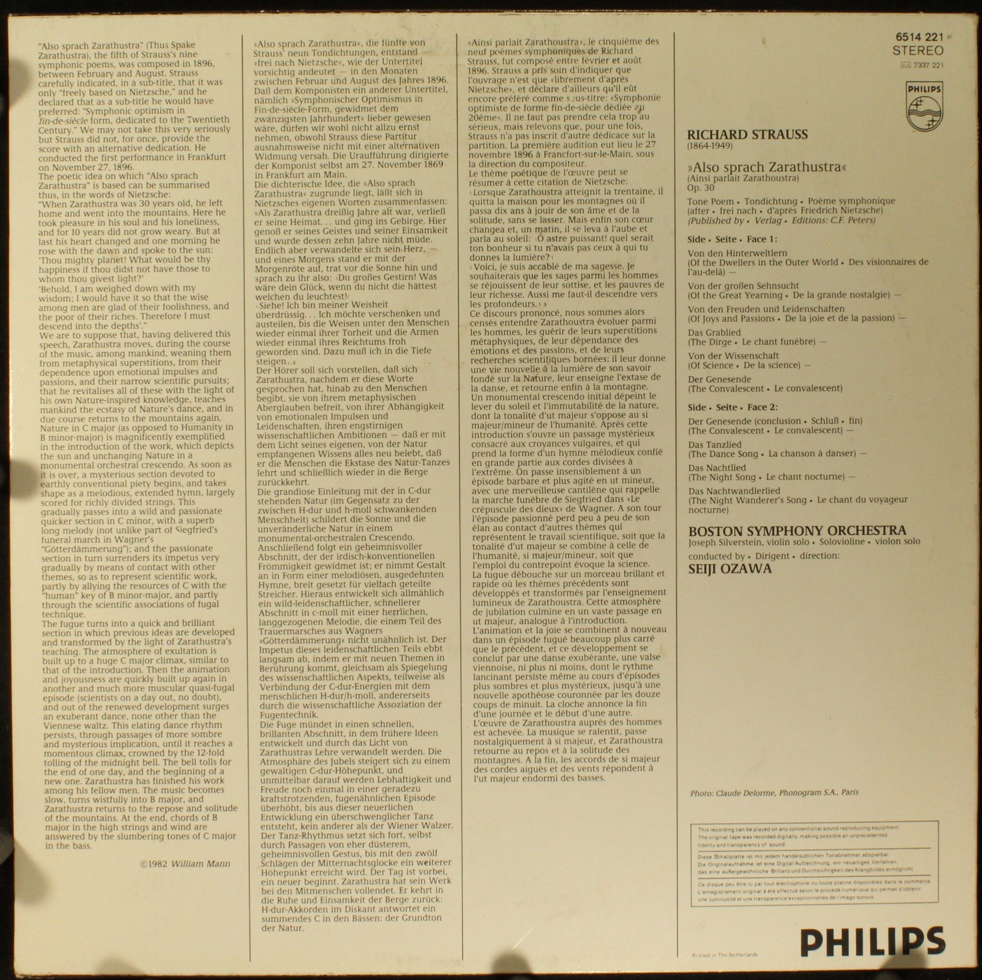 Philips 6514 221 - Richard Strauss, Joseph Silverstein, Boston S - Image 2