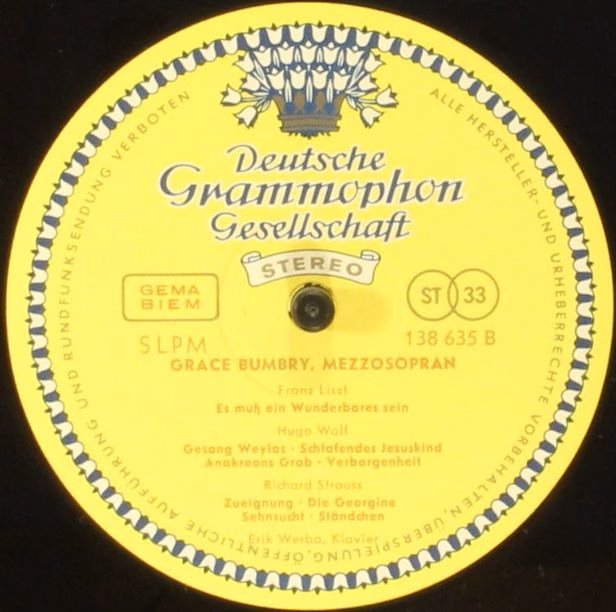 Deutsche Grammophon 138 635 - Grace Bumbry, Erik Werba - Grace B - Image 4