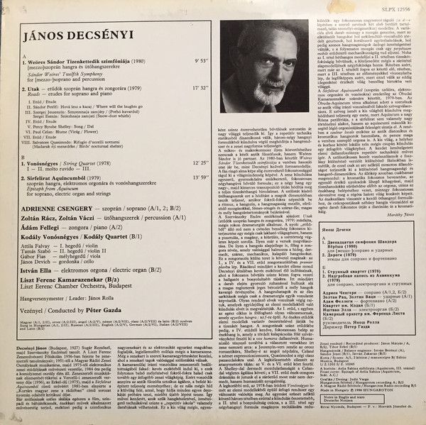 Hungaroton SLPX 12556 - János Decsényi - Epitaph From Aquincum / - Image 2