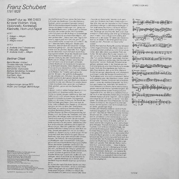 Eterna 8 26 443 - Franz Schubert, Berliner Oktett - Oktett F-dur - Image 4