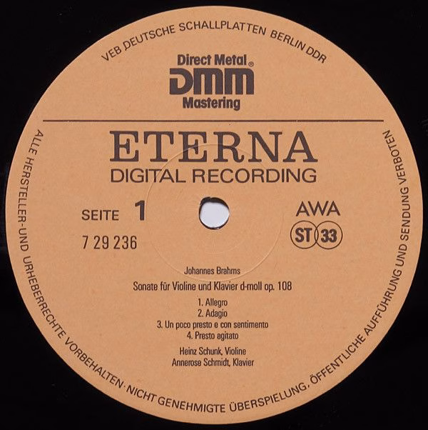 Eterna 7 29 236 - César Franck, Johannes Brahms, Heinz Schunk, A - Image 3