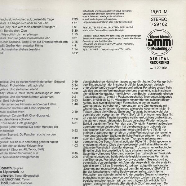 Eterna 7 29 162 - Johann Sebastian Bach - Weihnachtsoratorium (A - Image 2