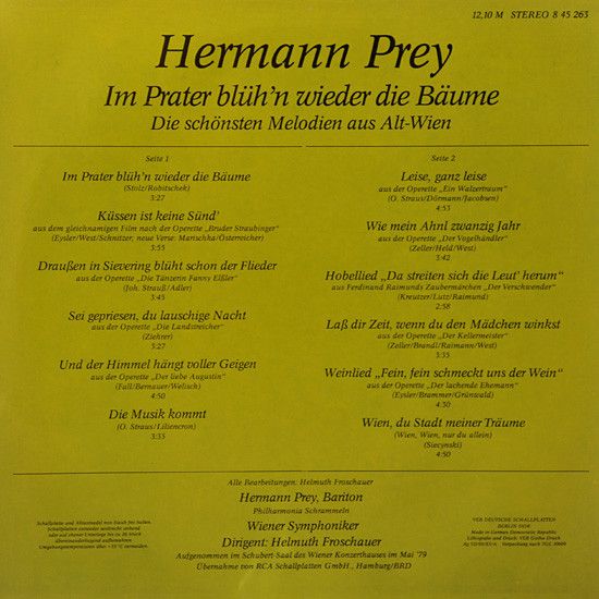 Amiga 8 45 263 - Hermann Prey - Im Prater Blüh'n Wieder Die Bäum - Image 4