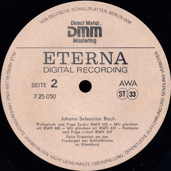 Eterna 725 050 - Johann Sebastian Bach, Felix Friedrich - Die Tr - Image 3