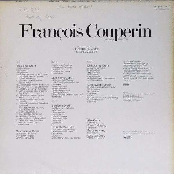His Master's Voice 1C 151-30 750/51 - François Couperin, Alan Cu - Image 4