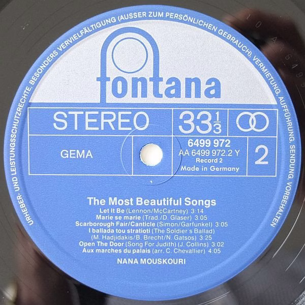 Fontana 6620 102 - Nana Mouskouri - The Most Beautiful Songs - Image 7