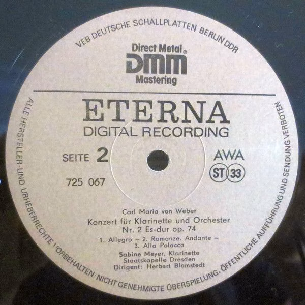 Eterna 725 067 - Carl Maria von Weber, Sabine Meyer, Staatskapel - Image 4