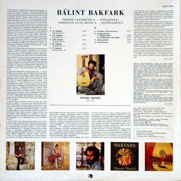 Hungaroton SLPX 12495 - Valentin Bakfark, Dániel Benkő - Complet - Image 2