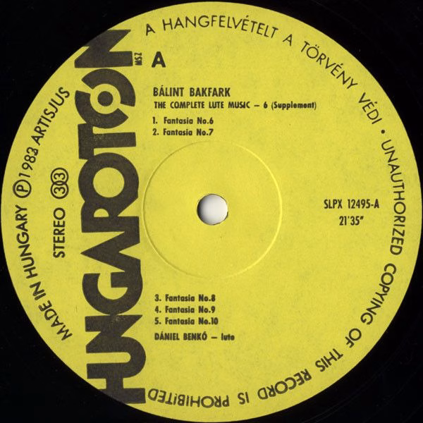 Hungaroton SLPX 12495 - Valentin Bakfark, Dániel Benkő - Complet - Image 3