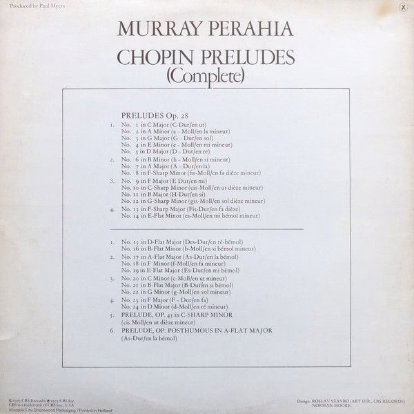 CBS Masterworks 76422 - Murray Perahia - The Chopin Preludes (Co - Image 2