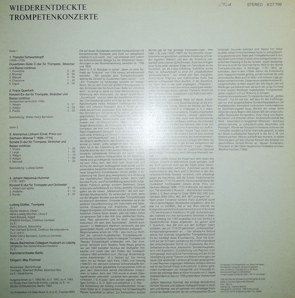 Eterna 8 27 799 - Ludwig Güttler, Neues Bachisches Collegium Mus - Image 2