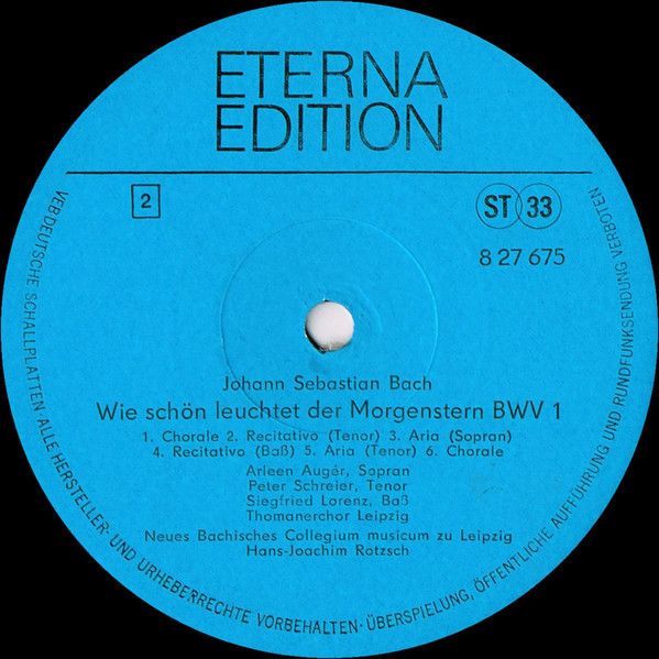 Eterna 8 27 675 - Johann Sebastian Bach, Arleen Auger, Peter Sch - Image 4