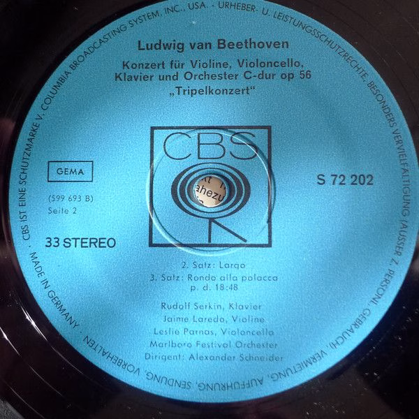 CBS S 72 202 - Ludwig Van Beethoven, Rudolf Serkin, Jaime Laredo - Image 4