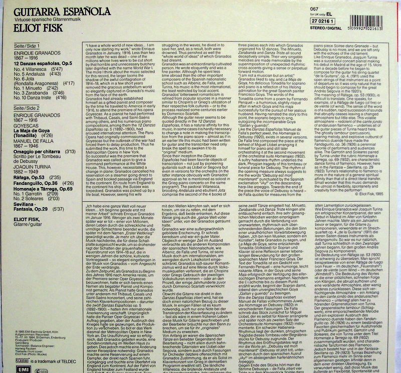 His Master's Voice Digital 27 0216 1 - Eliot Fisk - Guitarra Esp - Image 2