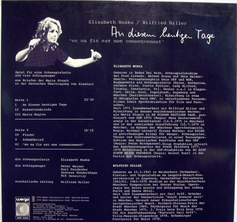 WERGO WER 4004 - Elizabet Woska, Wilfried Hiller - An Diesem Heu - Image 2