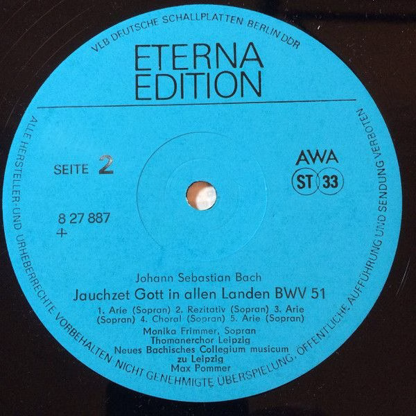 Eterna 8 27 887 - Johann Sebastian Bach, Monika Frimmer, Eberhar - Image 4