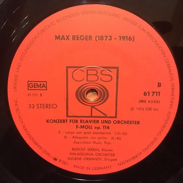 CBS 61711 - Max Reger, Rudolf Serkin, The Philadelphia Orchestra - Image 4