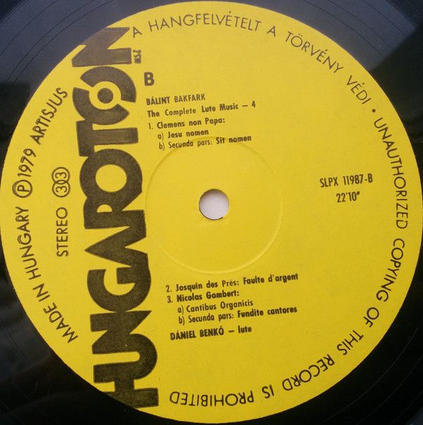Hungaroton SLPX 11987 - Valentin Bakfark, Dániel Benkő - Bálint - Image 4
