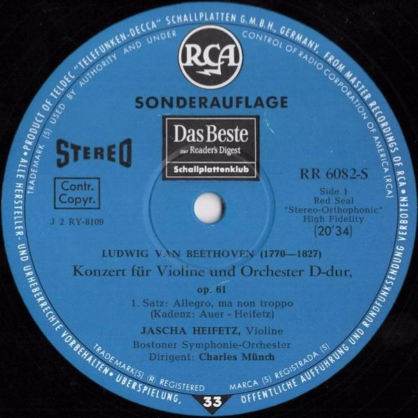 RCA Red Seal RR 6082-S - Jascha Heifetz, Ludwig van Beethoven - - Image 2