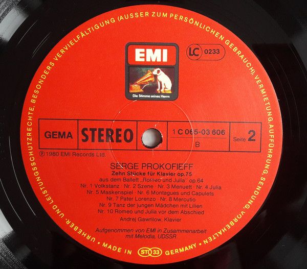 His Master's Voice 1C 065-03 606 - Andrei Gavrilov, Sergei Proko - Image 4