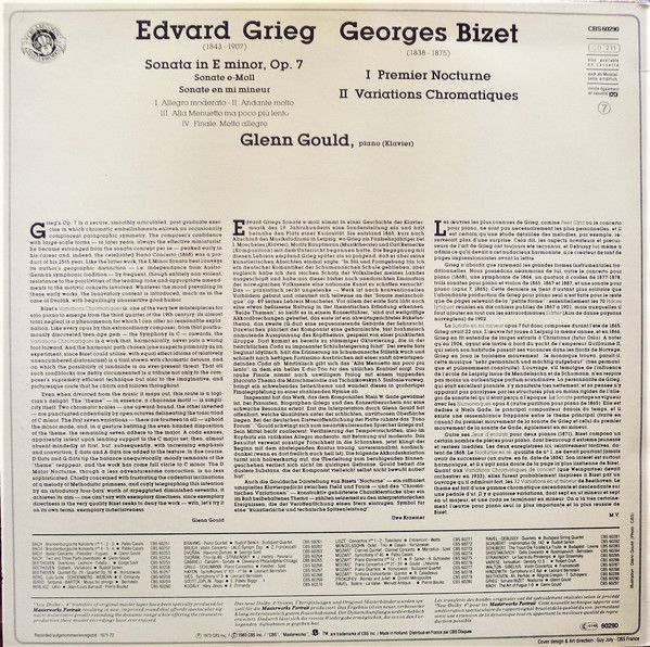 CBS Masterworks CBS 60290 - Edvard Grieg, Georges Bizet, Glenn G - Image 2