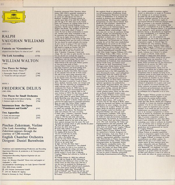 Deutsche Grammophon 2530 505 - Ralph Vaughan Williams, Sir Willi - Image 2