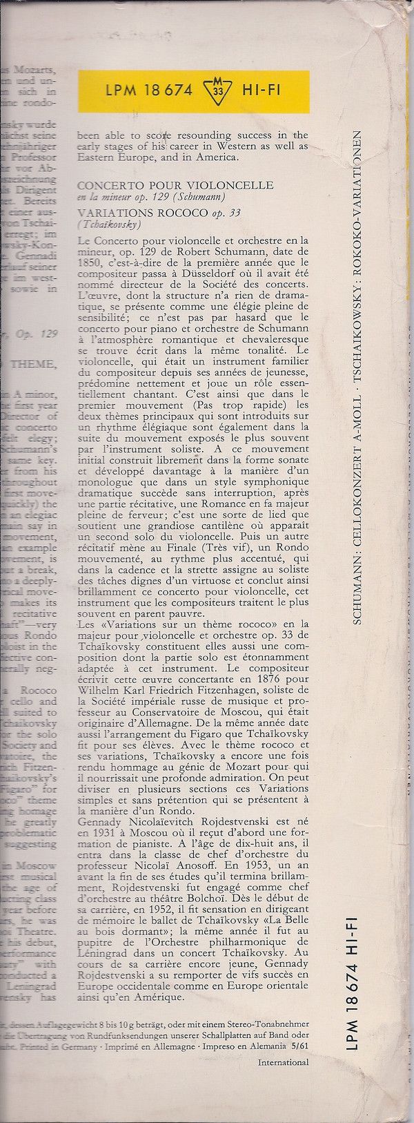 Deutsche Grammophon LPM 18 674 - Robert Schumann, Pyotr Ilyich T - Image 5