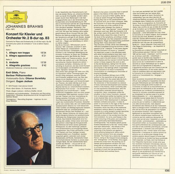 Deutsche Grammophon 2530 259 - Johannes Brahms, Emil Gilels, Ber - Image 2