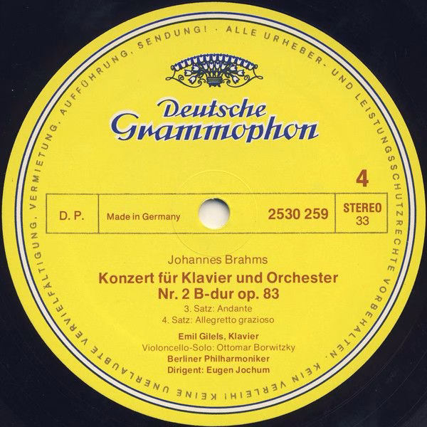 Deutsche Grammophon 2530 259 - Johannes Brahms, Emil Gilels, Ber - Image 4