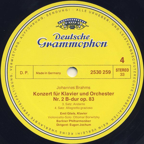 Deutsche Grammophon 2530 259 - Johannes Brahms, Emil Gilels, Ber - Image 4