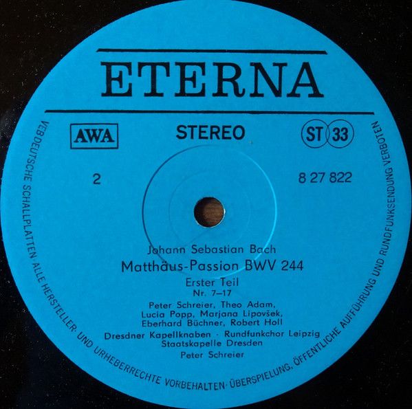 Eterna 8 27 822 - 825 - Johann Sebastian Bach, Peter Schreier - - Image 3