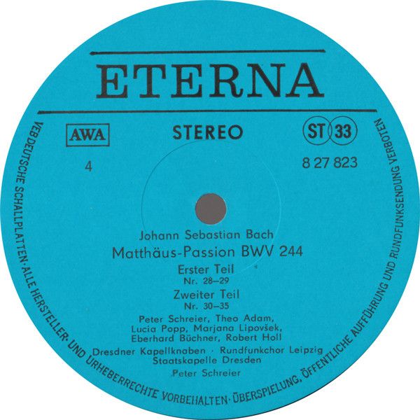 Eterna 8 27 822 - 825 - Johann Sebastian Bach, Peter Schreier - - Image 5