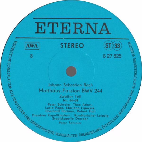 Eterna 8 27 822 - 825 - Johann Sebastian Bach, Peter Schreier - - Image 9