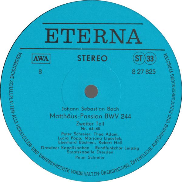 Eterna 8 27 822 - 825 - Johann Sebastian Bach, Peter Schreier - - Image 9