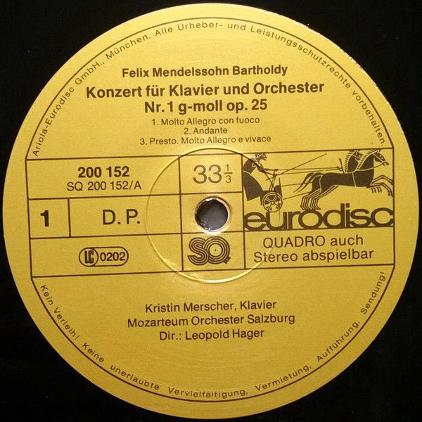 Eurodisc SQ 200 152-366 - Felix Mendelssohn-Bartholdy, Kristin M - Image 2
