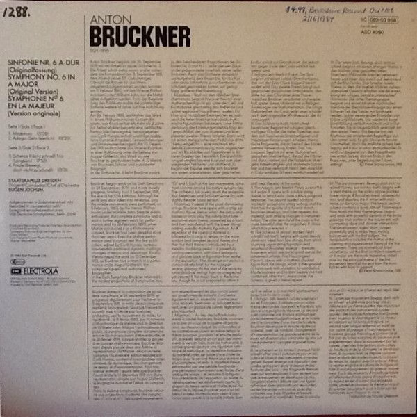 His Master's Voice 1C 063-03 958 - Anton Bruckner, Staatskapelle - Image 2