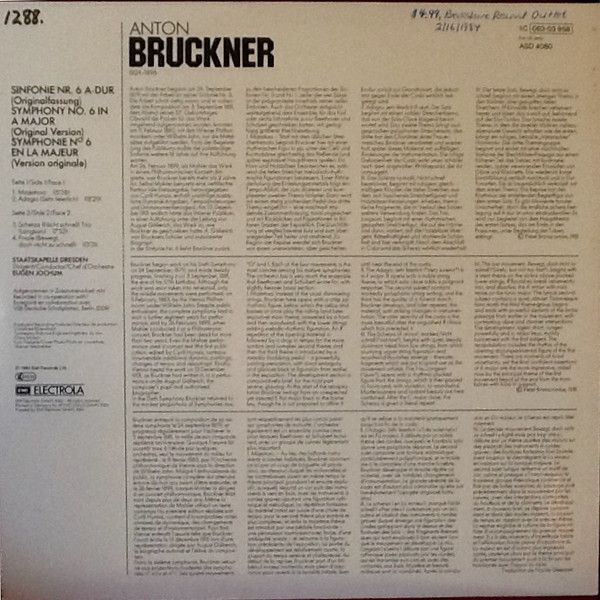 His Master's Voice 1C 063-03 958 - Anton Bruckner, Staatskapelle - Image 2